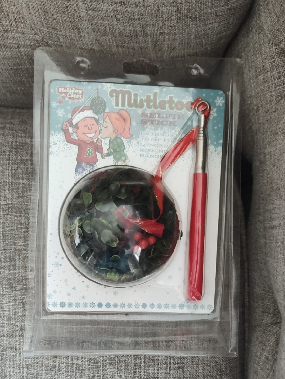 Mistletoe Selfie Stick with Red Telescoping Handle